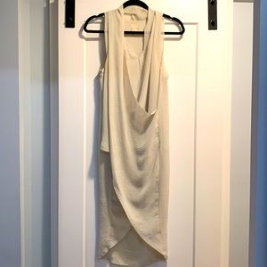 H&M slip dress with raw hem overlay, sage green size 4